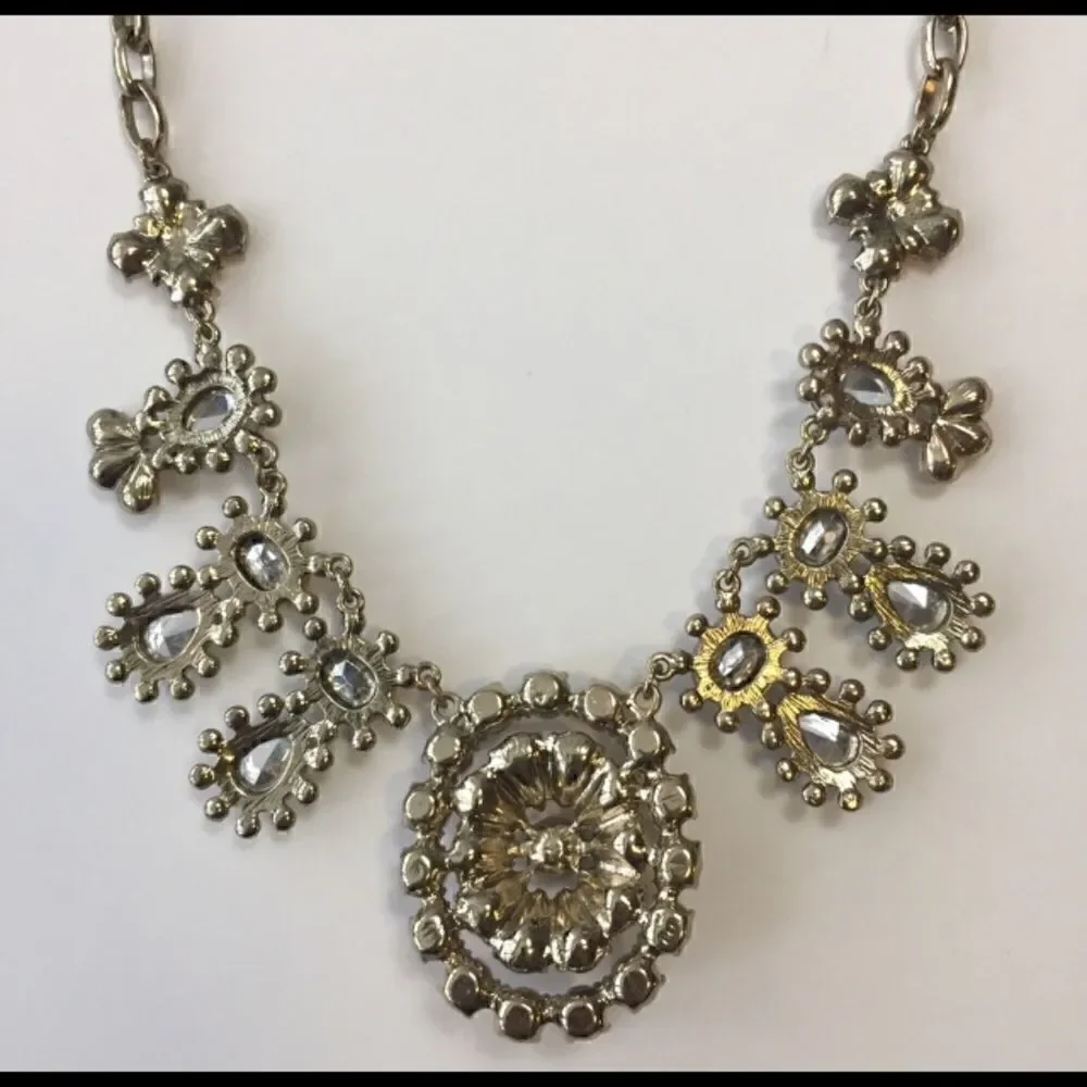 Anthropologie Crystal & Mirror Statement Necklace